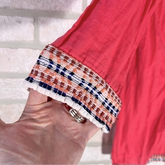 J. McLaughlin Paget Embroidered Tunic Top in Coral Size S - Picture 6 of 9